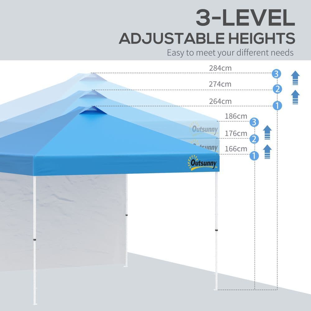 image-3x3M Pop Up Gazebo Tent with 1 Sidewall, Roller Bag, Blue