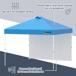 image-3x3M Pop Up Gazebo Tent with 1 Sidewall, Roller Bag, Blue