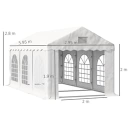 image-6x3m Gazebo Canopy PE Party Tent with 4 Removable Side Walls White