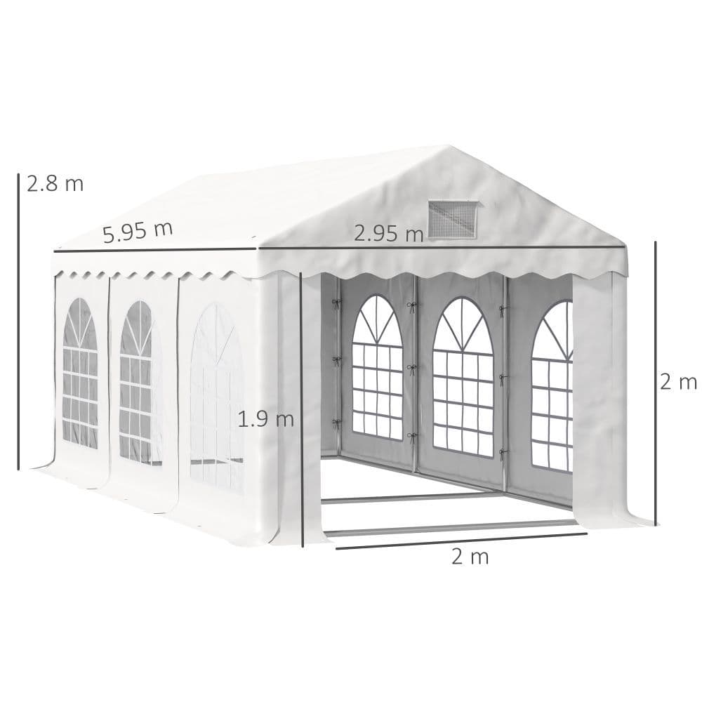 image-6x3m Gazebo Canopy PE Party Tent with 4 Removable Side Walls White