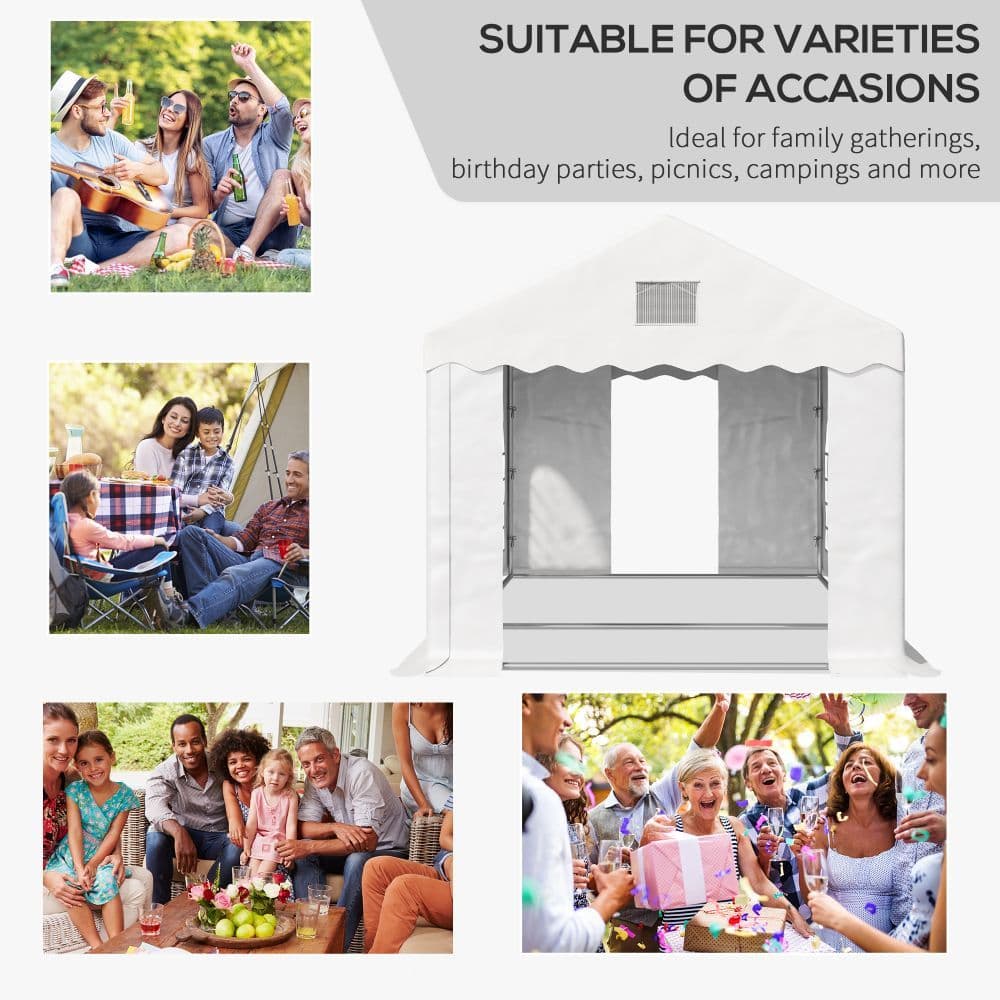 image-6x3m Gazebo Canopy PE Party Tent with 4 Removable Side Walls White