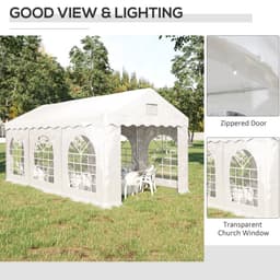 image-6x3m Gazebo Canopy PE Party Tent with 4 Removable Side Walls White