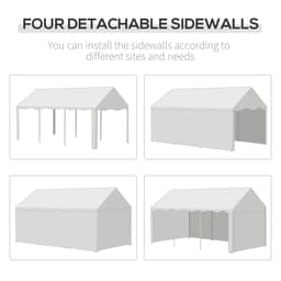 image-6x3m Gazebo Canopy PE Party Tent with 4 Removable Side Walls White