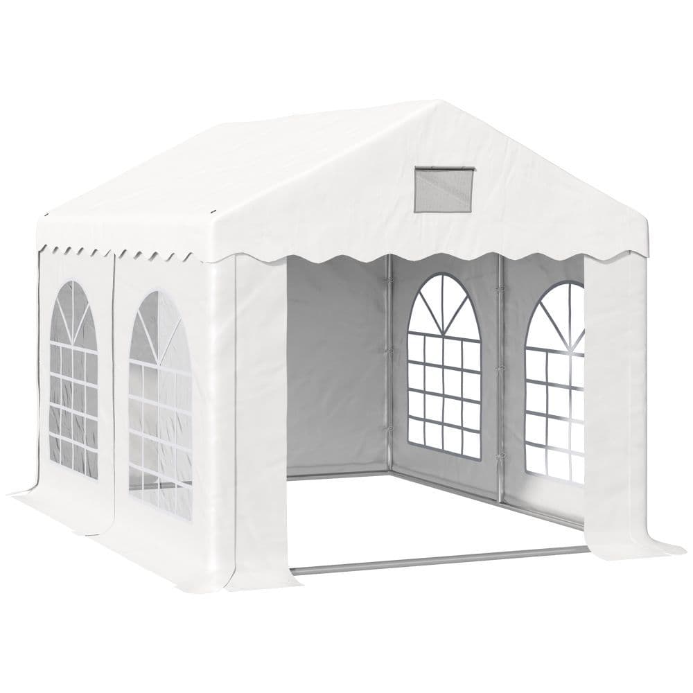 image-4x3m Gazebo Canopy PE Party Tent 4 Removable Side Walls White
