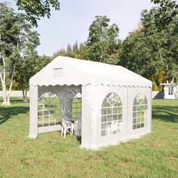 image-4x3m Gazebo Canopy PE Party Tent 4 Removable Side Walls White