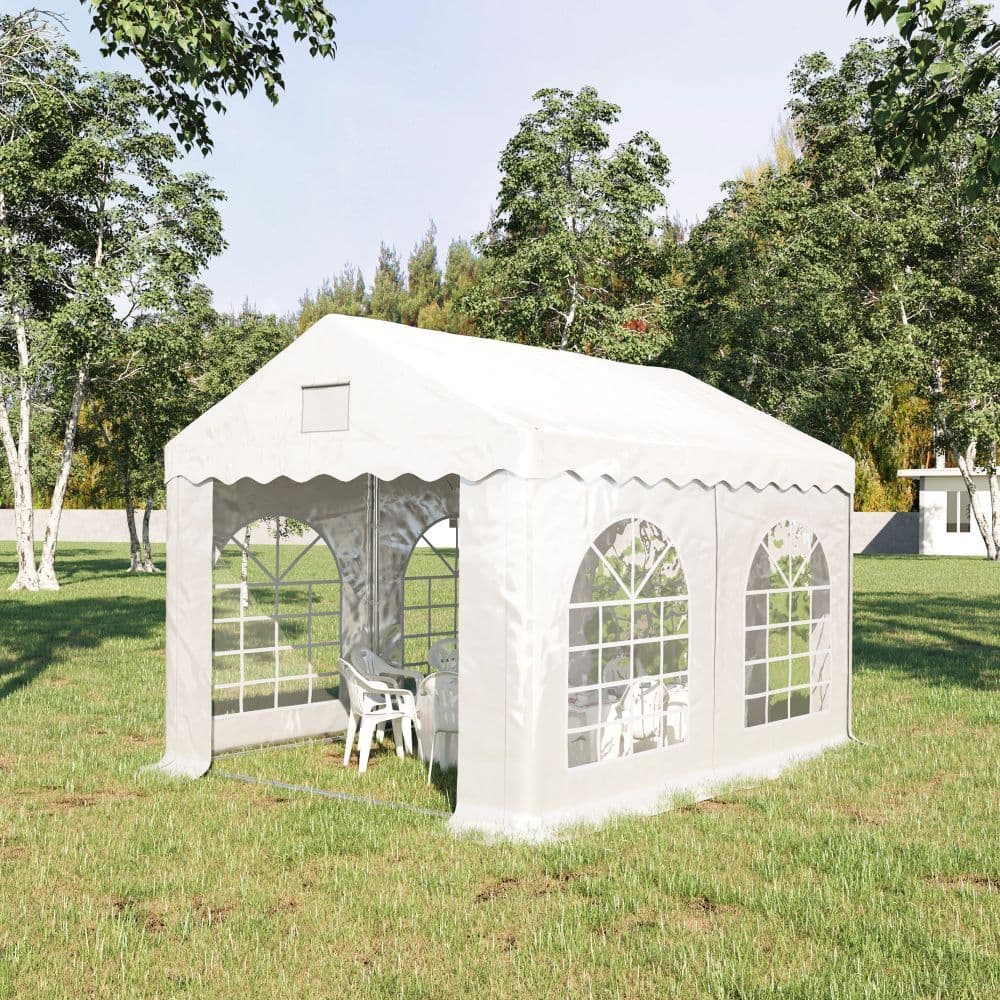 image-4x3m Gazebo Canopy PE Party Tent 4 Removable Side Walls White