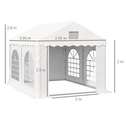 image-4x3m Gazebo Canopy PE Party Tent 4 Removable Side Walls White