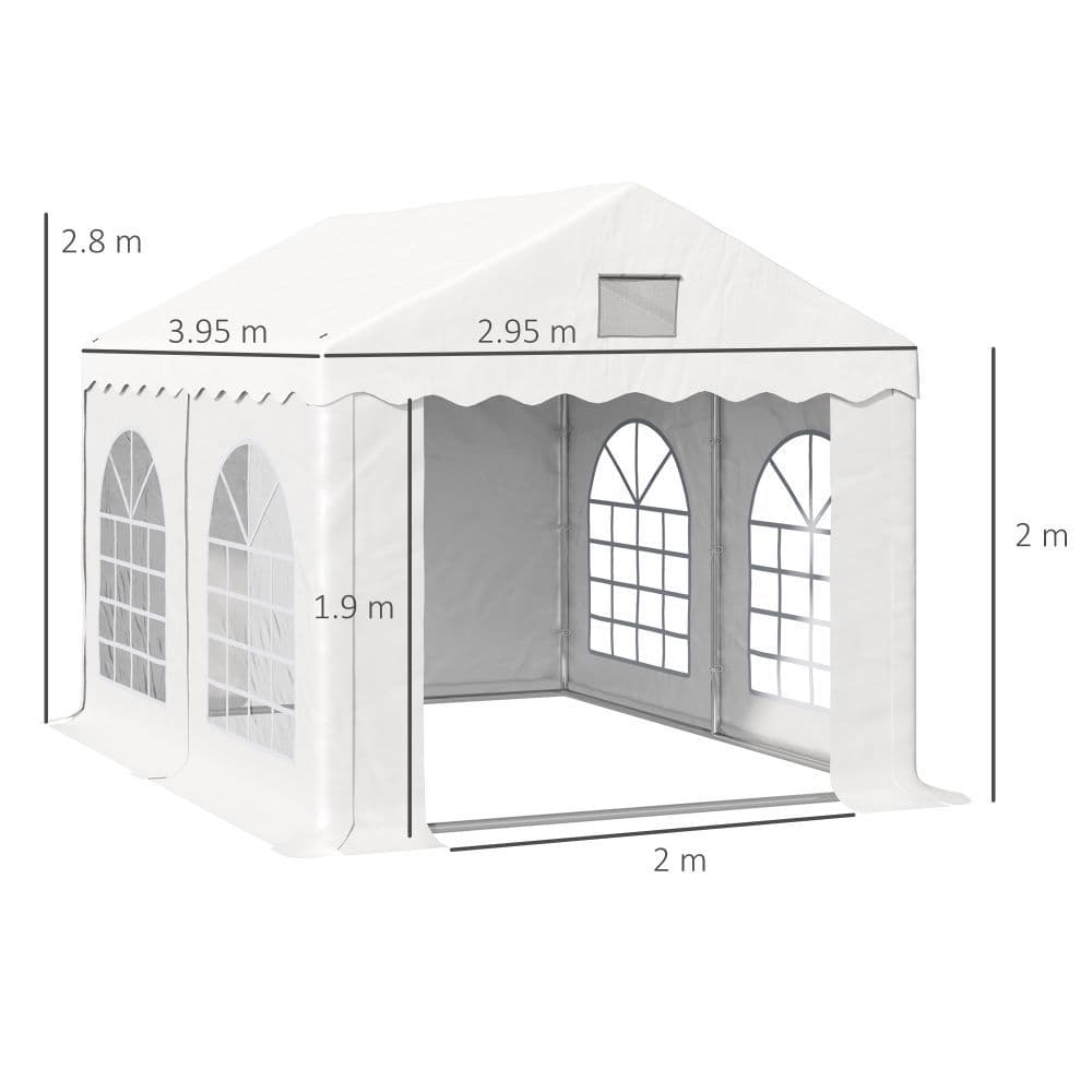 image-4x3m Gazebo Canopy PE Party Tent 4 Removable Side Walls White
