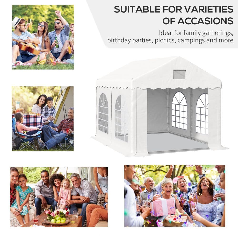 image-4x3m Gazebo Canopy PE Party Tent 4 Removable Side Walls White