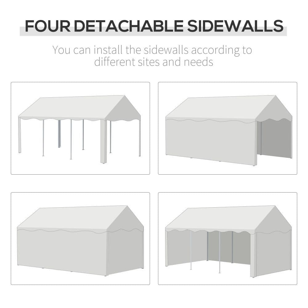 image-4x3m Gazebo Canopy PE Party Tent 4 Removable Side Walls White