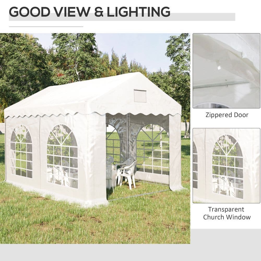 image-4x3m Gazebo Canopy PE Party Tent 4 Removable Side Walls White