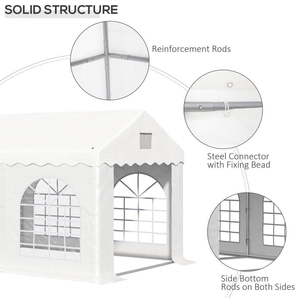image-4x3m Gazebo Canopy PE Party Tent 4 Removable Side Walls White