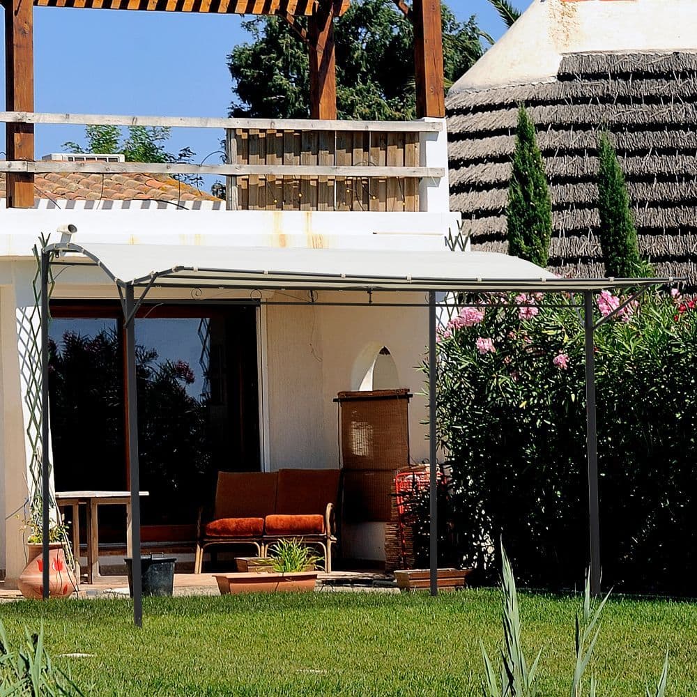 image-Outsunny Wall Mounted Garden Gazebo Awning, 300L x 250W x 200-250Hcm