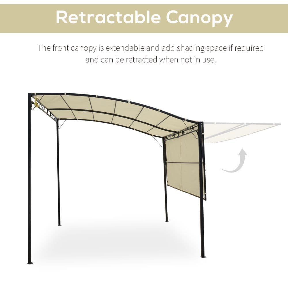 image-Outsunny Wall Mounted Garden Gazebo Awning, 300L x 250W x 200-250Hcm