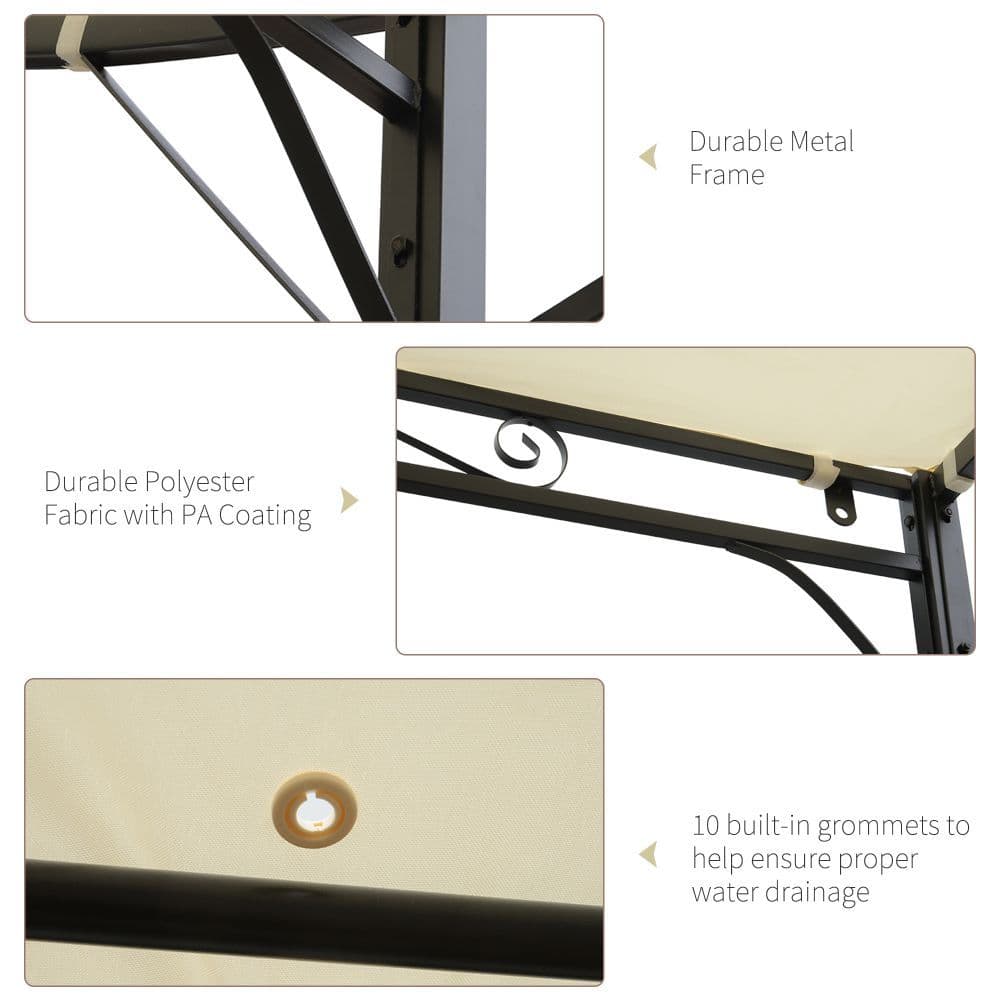 image-Outsunny Wall Mounted Garden Gazebo Awning, 300L x 250W x 200-250Hcm