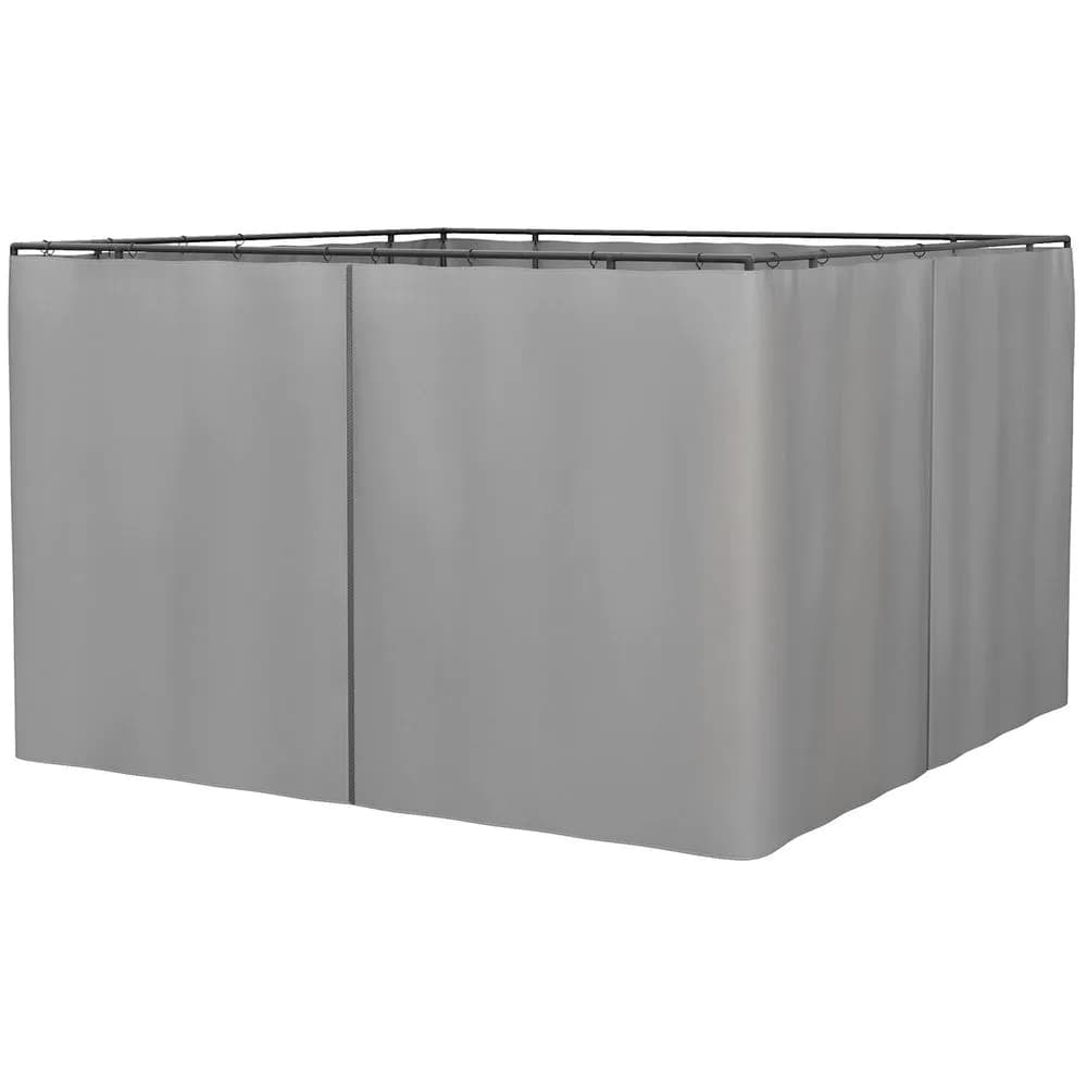 image-3 x 3m Gazebo Replacement Sidewall Set with 4 Panels, Hooks/C-Rings Light Grey