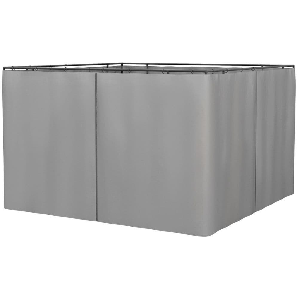 image-3 x 3m Gazebo Replacement Sidewall Set with 4 Panels, Hooks/C-Rings Light Grey