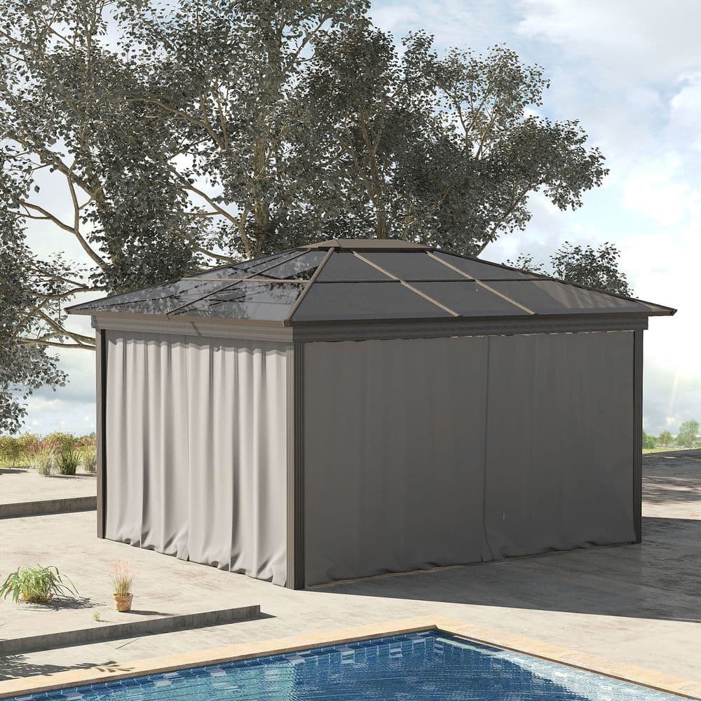 image-3 x 3m Gazebo Replacement Sidewall Set with 4 Panels, Hooks/C-Rings Light Grey