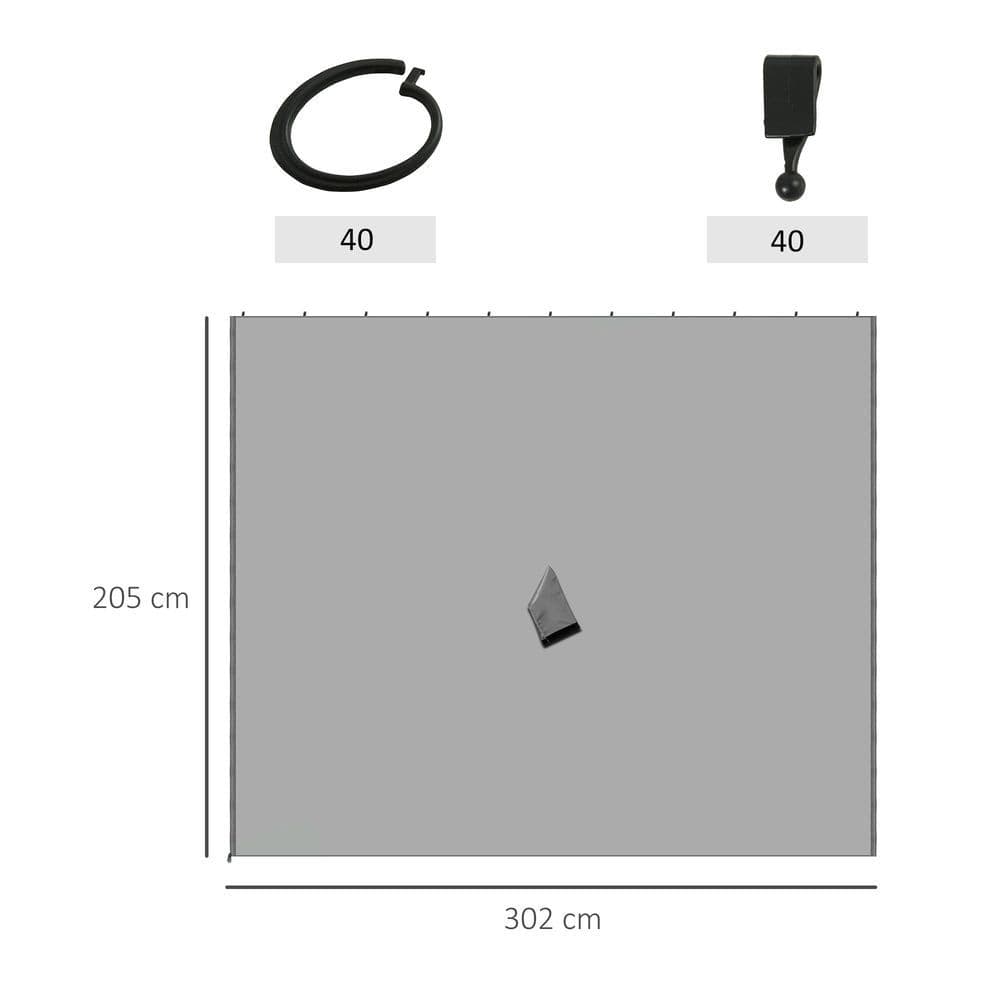 image-3 x 3m Gazebo Replacement Sidewall Set with 4 Panels, Hooks/C-Rings Light Grey