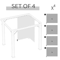 image-3 x 3m Gazebo Replacement Sidewall Set with 4 Panels, Hooks/C-Rings Light Grey