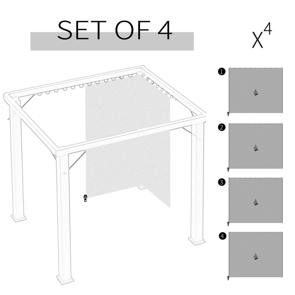 image-3 x 3m Gazebo Replacement Sidewall Set with 4 Panels, Hooks/C-Rings Light Grey