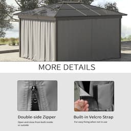 image-3 x 3m Gazebo Replacement Sidewall Set with 4 Panels, Hooks/C-Rings Light Grey