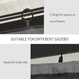 image-3 x 3m Gazebo Replacement Sidewall Set with 4 Panels, Hooks/C-Rings Light Grey