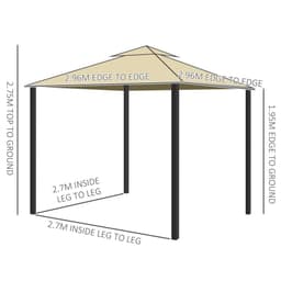 image-3x3m Patio Gazebo Water Repellent Roof, Mosquito Net Aluminium Beige