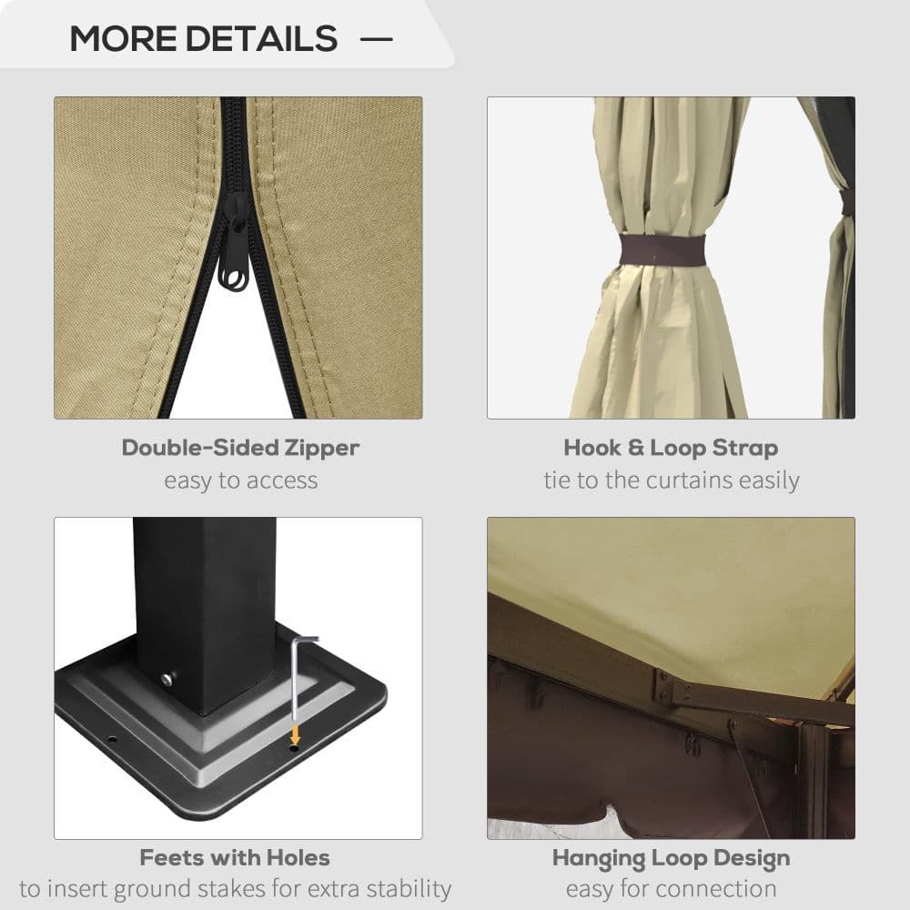 image-3x3m Patio Gazebo Water Repellent Roof, Mosquito Net Aluminium Beige