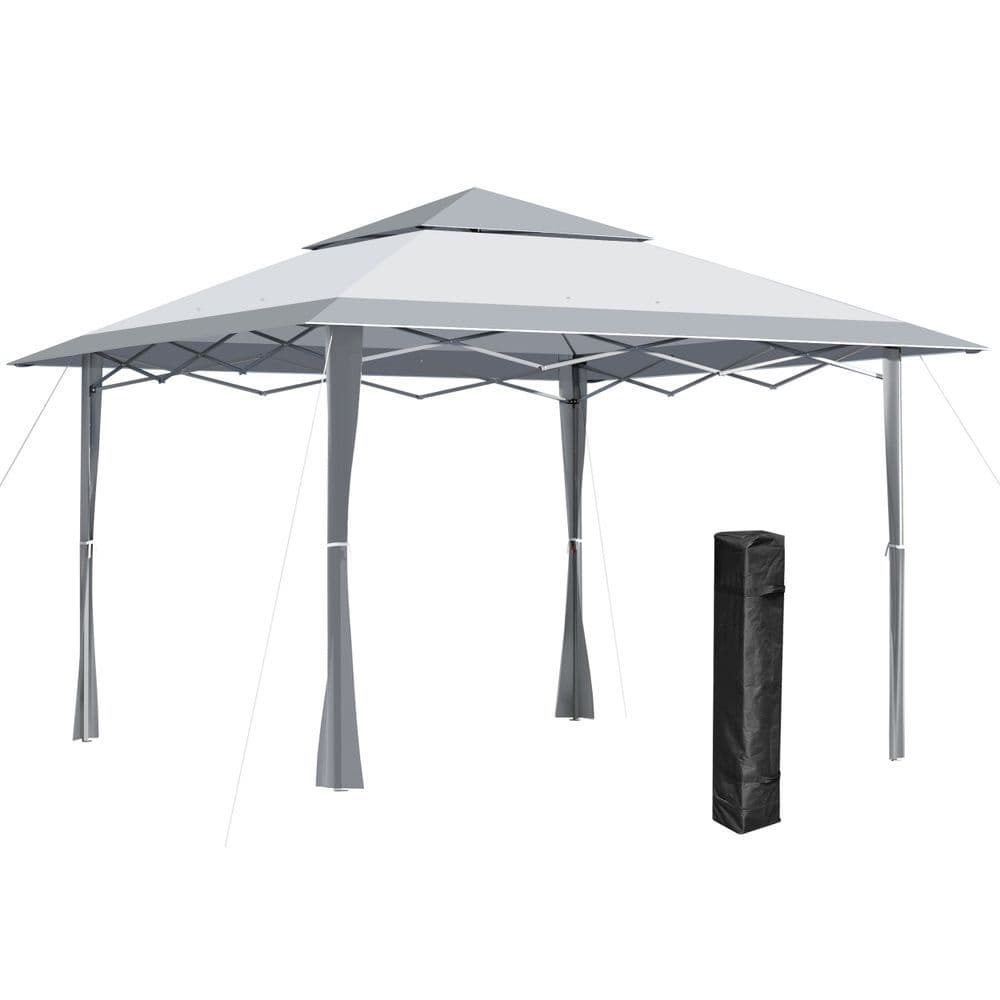 image-4x4m Pop-up Canopy Gazebo Tent with Roller Bag , Steel White & Grey