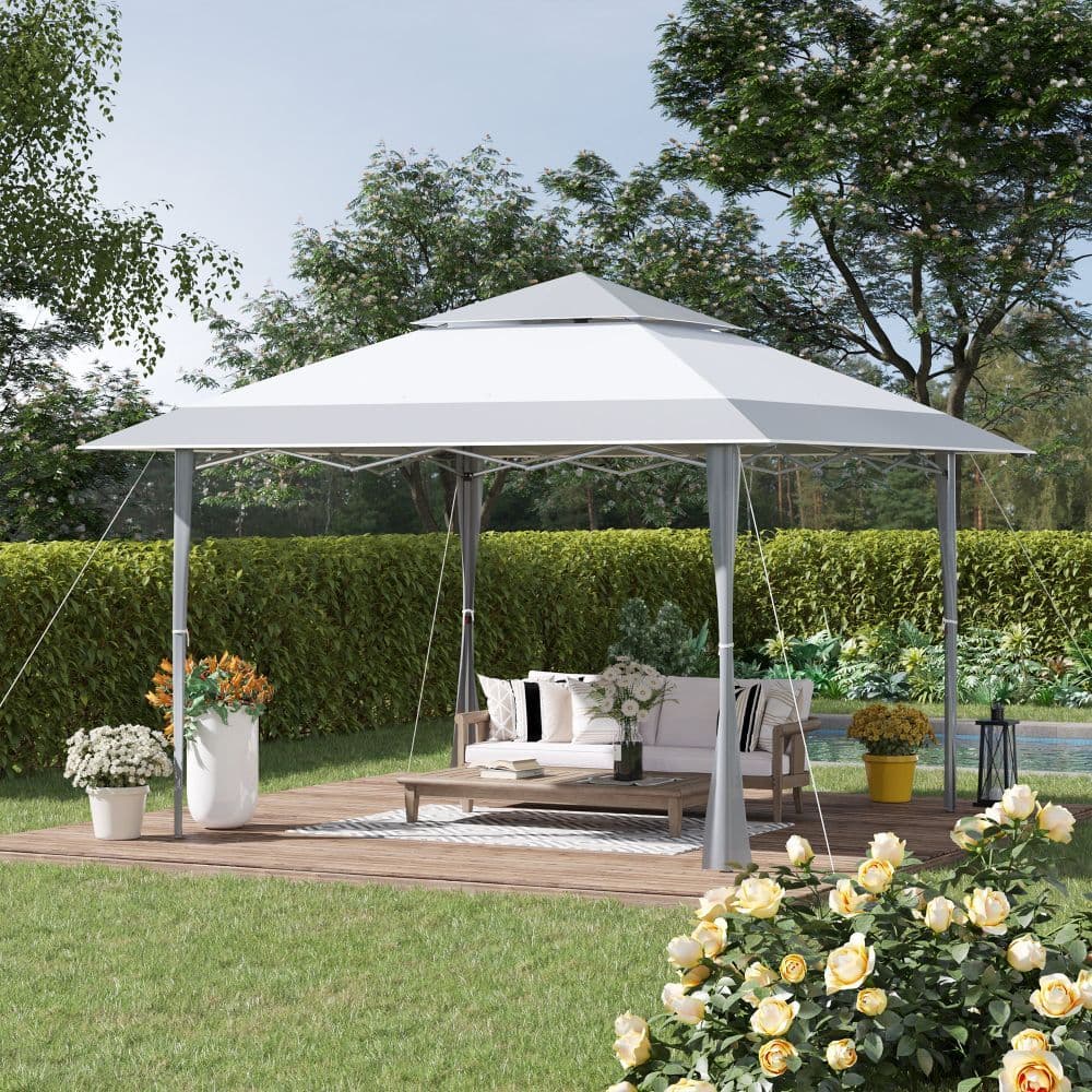 image-4x4m Pop-up Canopy Gazebo Tent with Roller Bag , Steel White & Grey
