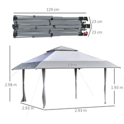 image-4x4m Pop-up Canopy Gazebo Tent with Roller Bag , Steel White & Grey
