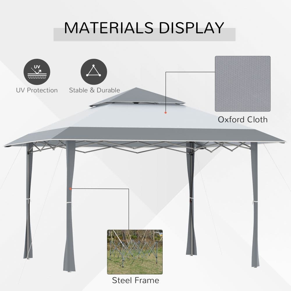 image-4x4m Pop-up Canopy Gazebo Tent with Roller Bag , Steel White & Grey