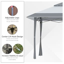 image-4x4m Pop-up Canopy Gazebo Tent with Roller Bag , Steel White & Grey