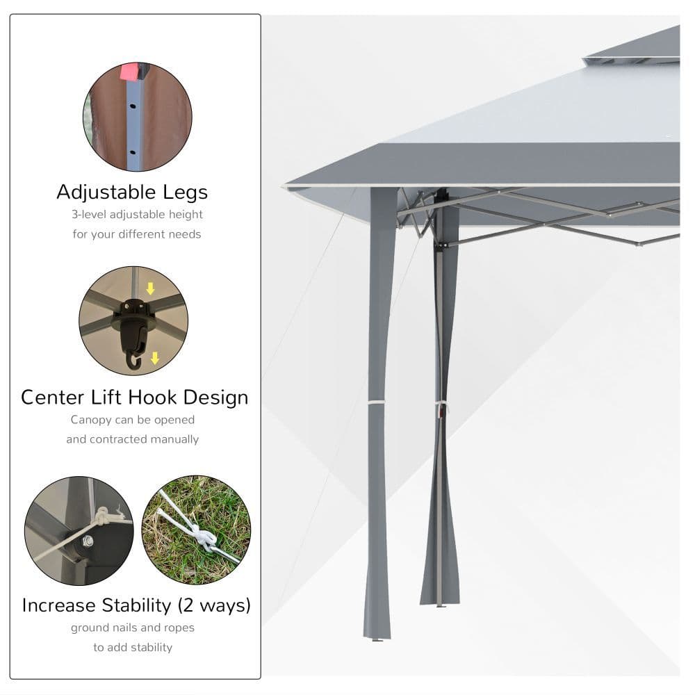 image-4x4m Pop-up Canopy Gazebo Tent with Roller Bag , Steel White & Grey