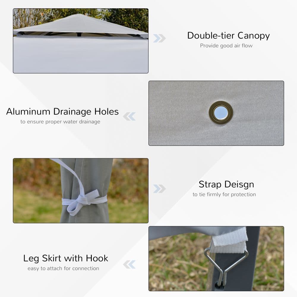 image-4x4m Pop-up Canopy Gazebo Tent with Roller Bag , Steel White & Grey