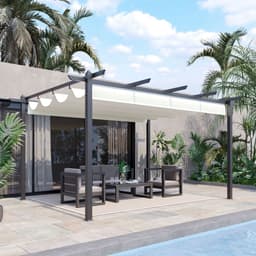 image-4 x 3m Aluminum Pergola Gazebo Retractable Roof CanopyCream White