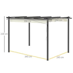 image-4 x 3m Aluminum Pergola Gazebo Retractable Roof CanopyCream White