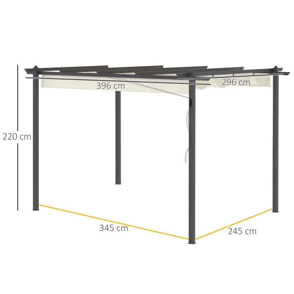 image-4 x 3m Aluminum Pergola Gazebo Retractable Roof CanopyCream White