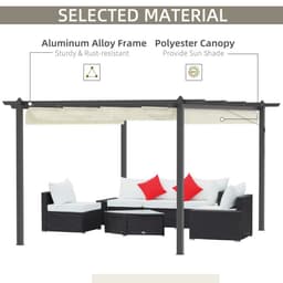 image-4 x 3m Aluminum Pergola Gazebo Retractable Roof CanopyCream White