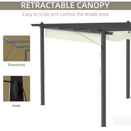 image-4 x 3m Aluminum Pergola Gazebo Retractable Roof CanopyCream White