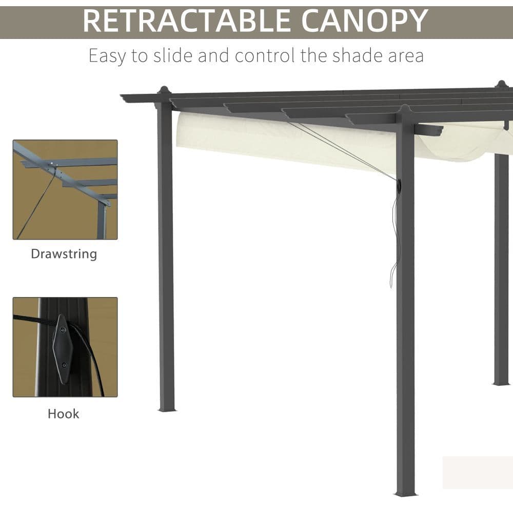 image-4 x 3m Aluminum Pergola Gazebo Retractable Roof CanopyCream White