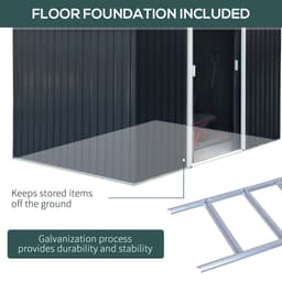 image-9 x 6FT Garden Roofed Metal Storage with Foundation Vent & Doors, Dark Grey