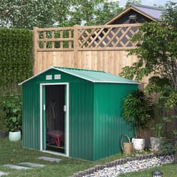 image-Metal 9x6 ft Garden Shed Storage Door Roof Building Container-Green