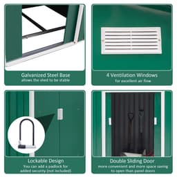 image-Metal 9x6 ft Garden Shed Storage Door Roof Building Container-Green
