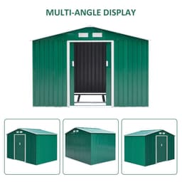 image-Metal 9x6 ft Garden Shed Storage Door Roof Building Container-Green