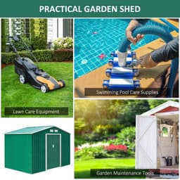 image-Metal 9x6 ft Garden Shed Storage Door Roof Building Container-Green