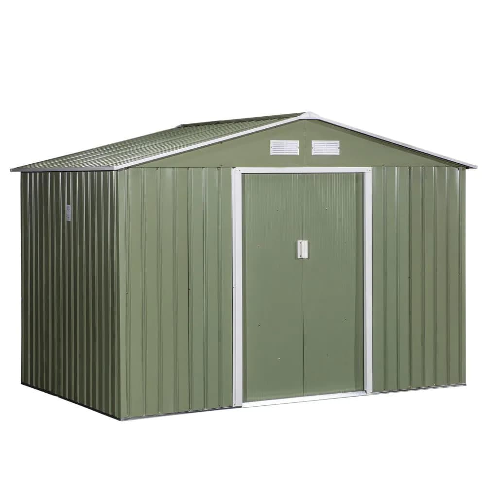 image-9 x 6FT Garden Metal Storage Shed Tool Box Foundation Vent & Doors Green