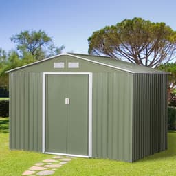 image-9 x 6FT Garden Metal Storage Shed Tool Box Foundation Vent & Doors Green