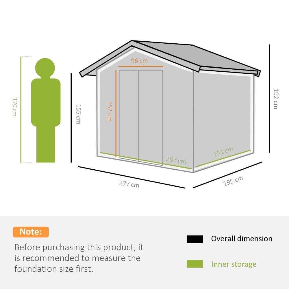 image-9 x 6FT Garden Metal Storage Shed Tool Box Foundation Vent & Doors Green